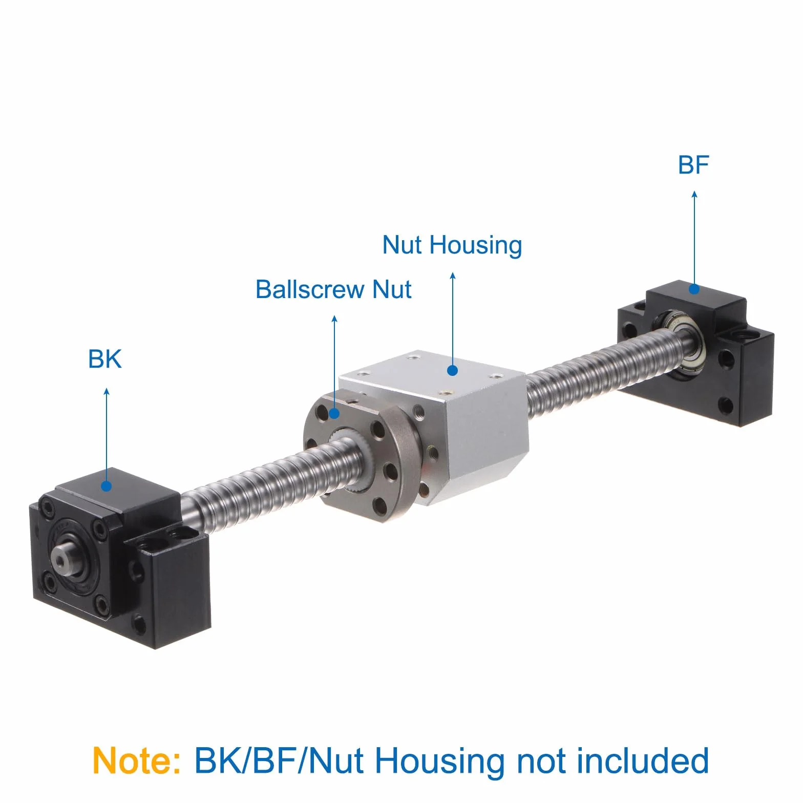 QUARKZMAN BallScrew SFU1204 (Durchmesser 12mm, Steigung 4mm, Länge 350mm) mit Kugelgewindemutter Anti-Backlash Kugelgewindespindel-Kit Standard-Endbearbeitung für BK/BF12 CNC-Maschinenteile