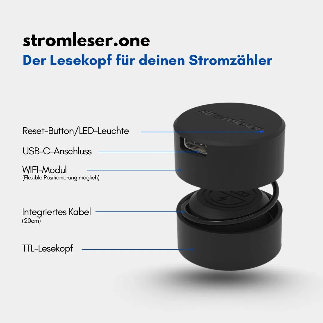 one mit Hutschienen - WLAN Stromzähler auslesen IR Lesekopf mit App | Verbrauchstracker für Balkonkraftwerke & Zuhause Smart Home Messgerät Energiemonitor Plug & Play