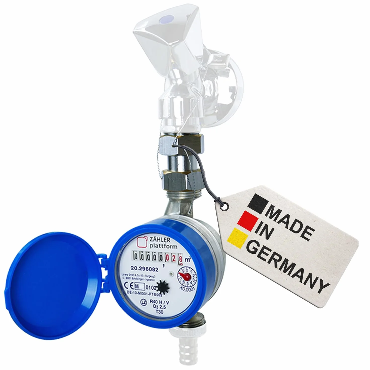 Wasserzähler Garten geeicht 2026 Wasseruhr MADE IN GERMANY Gartenwasserzähler Zapfhahn Qn 1,5 BL 110 mm 3/4 Zoll