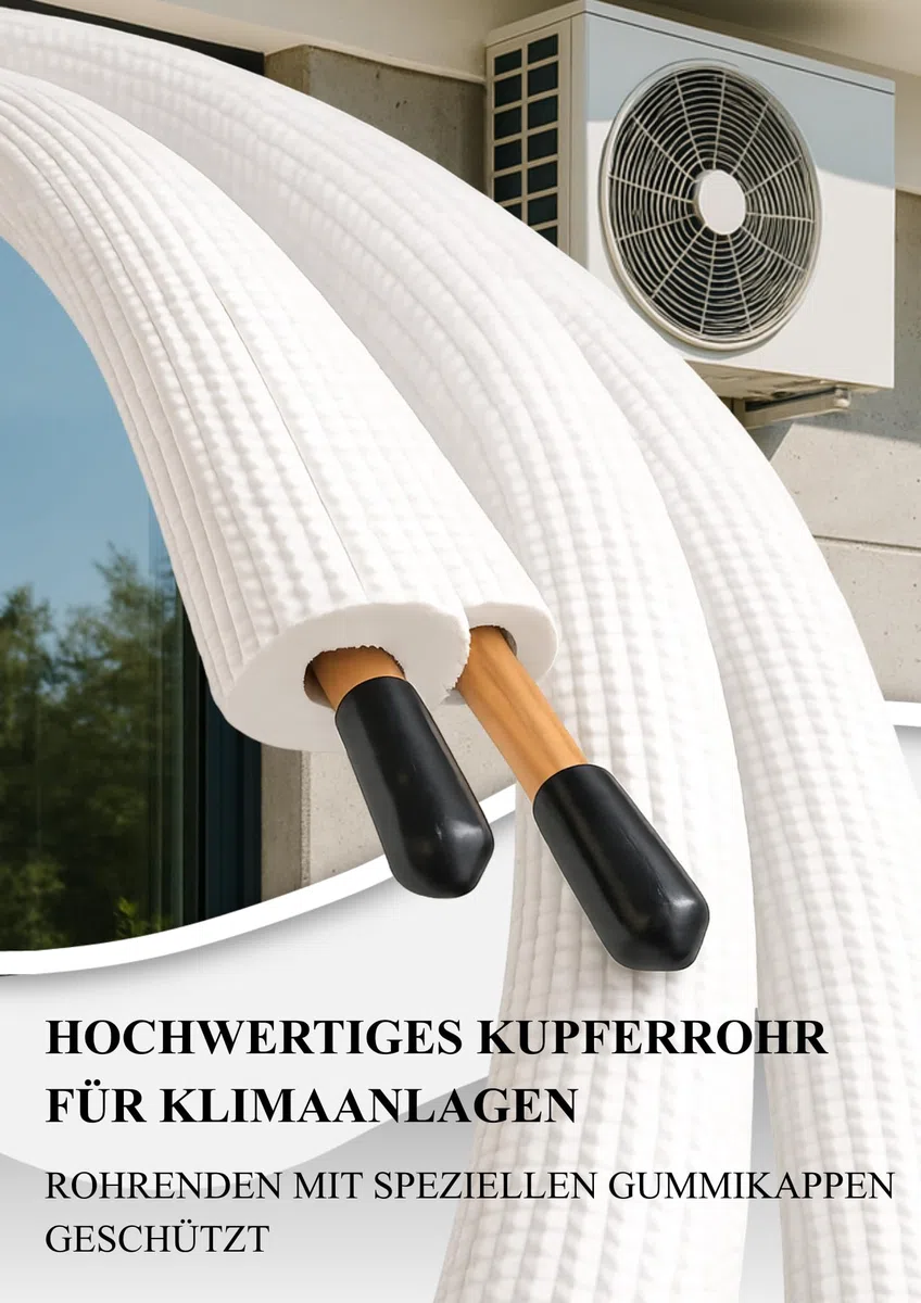 Black panda Kupferrohr-Set 1/4" & 3/8" – 2x24 m mit 9 mm Isolierung - Klimaanlagen Rohre aus hochwertigem Kupfer für Split-Klimageräte - Energieeffizient & korrosionsbeständig