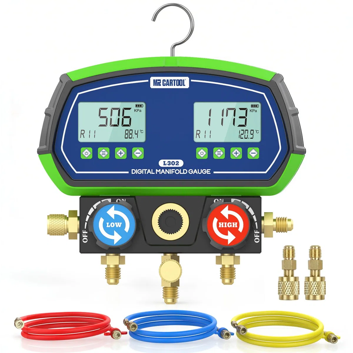 MR CARTOOL Digital Monteurhilfe L302 Kältemittelanzeige HVAC Messgerät R134A R32 R410A 90 Kältemitteln Vakuumpumpe