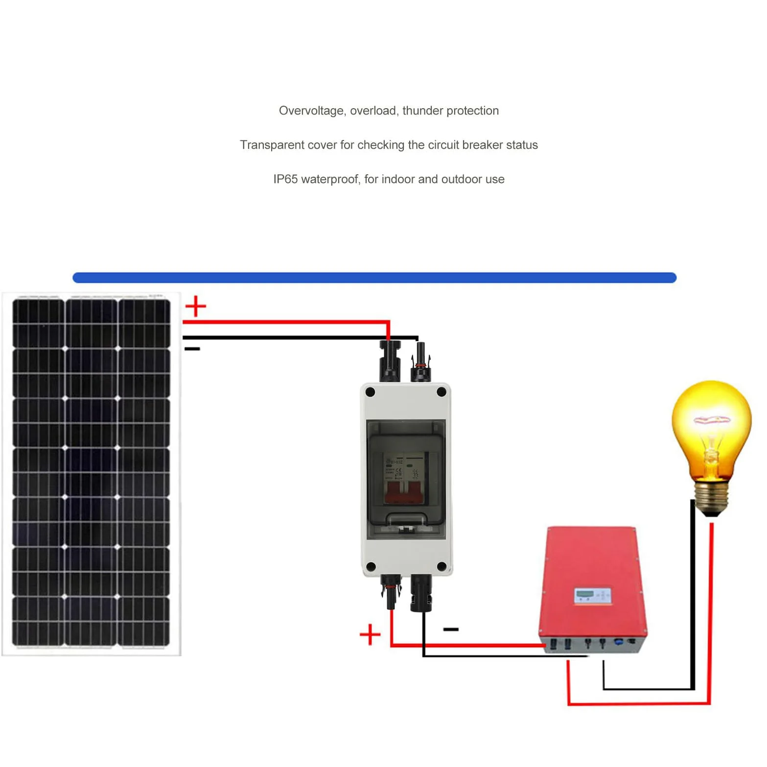 Fdit Photovoltaik-Unterbrechung mit transparenter Abdeckung, geeignet zum Einsetzen / aus Netz-Solarenergieerzeugungsanlagen (63A)
