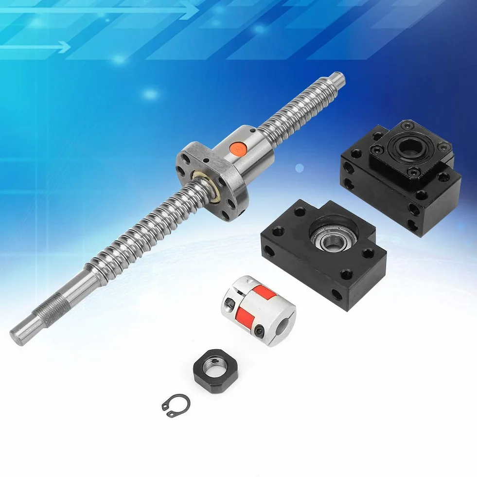 SFU1605 Kugelumlaufspindelsatz 250 mm Edelstahl-Kugelumlaufspindel & Mutter & BKBF12-Halterung & 6,35 * 10 mm Kupplung für CNC-Maschine