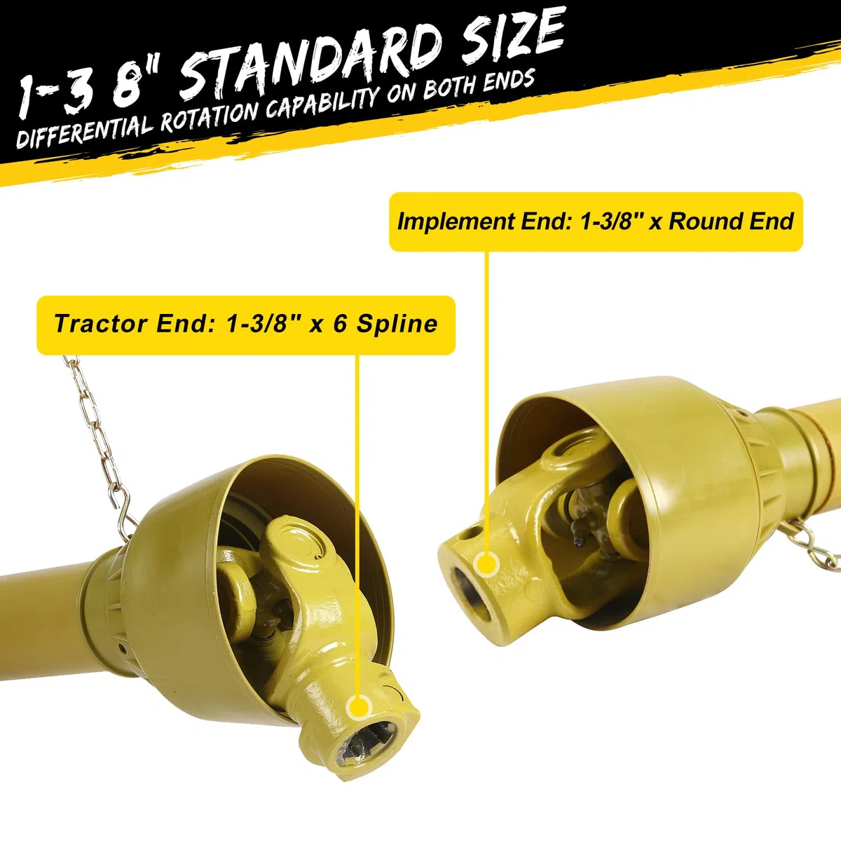 Verstellbare Gelenkwelle Für Traktor, 1-3/8" 6 Zähne PTO Welle Mit Teleskoprohr, Q345 Stahl, 540/1000 u/Min, Traktor Antriebswelle Für Landwirtschaftliche Geräte