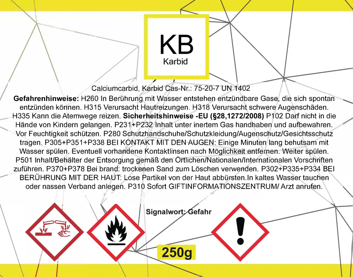 (Varianten 0,5kg-3Kg) Karbit (Kabit Kabitt karbitt Karbit Karbid Steine) nur 6% Staubanteil lang anhaltendes Gas (Karbid Lamp Lab Nr.26398837)(24h Sofort - Versand (6x250gr)
