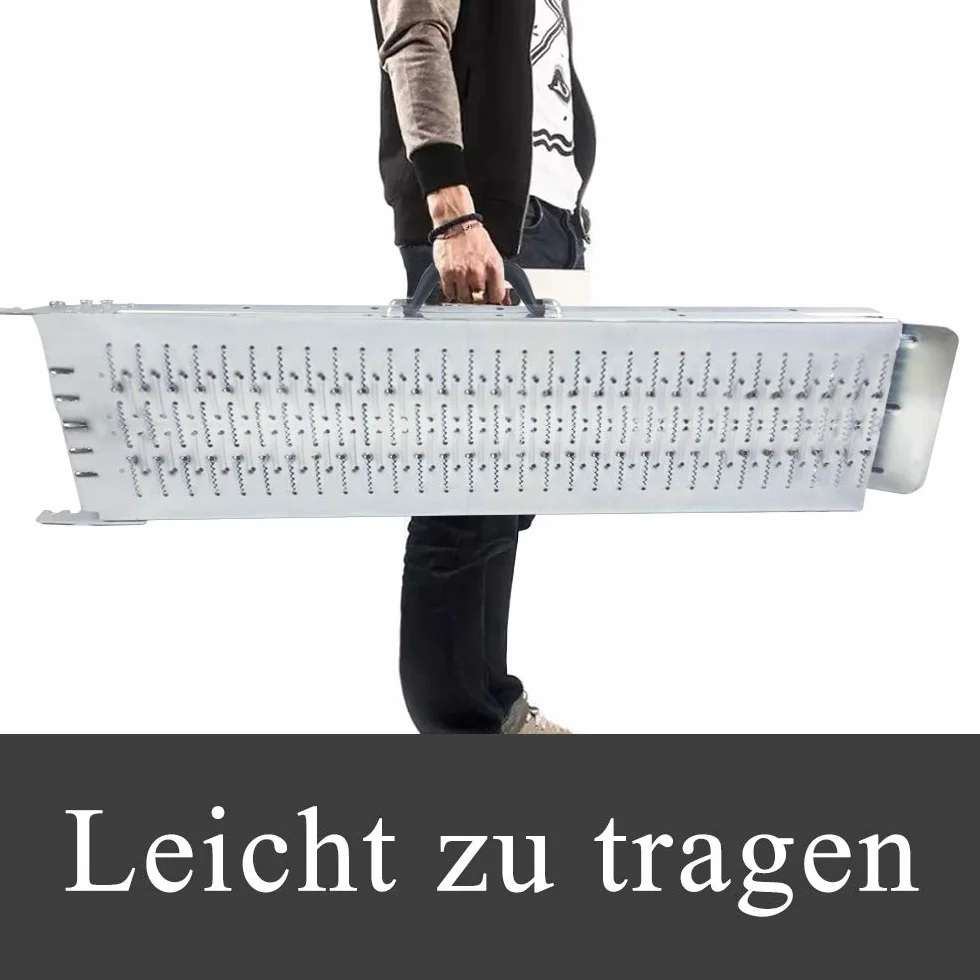 2 Stück Klappbar Auffahrrampe für Anhänger Verzinkter Stahl Faltbare Rampe mit Griff, Silber für Anhänger Motorrad Wohnwagen PKW, Belastbarkeit bis zu: 400 kg pro Paar