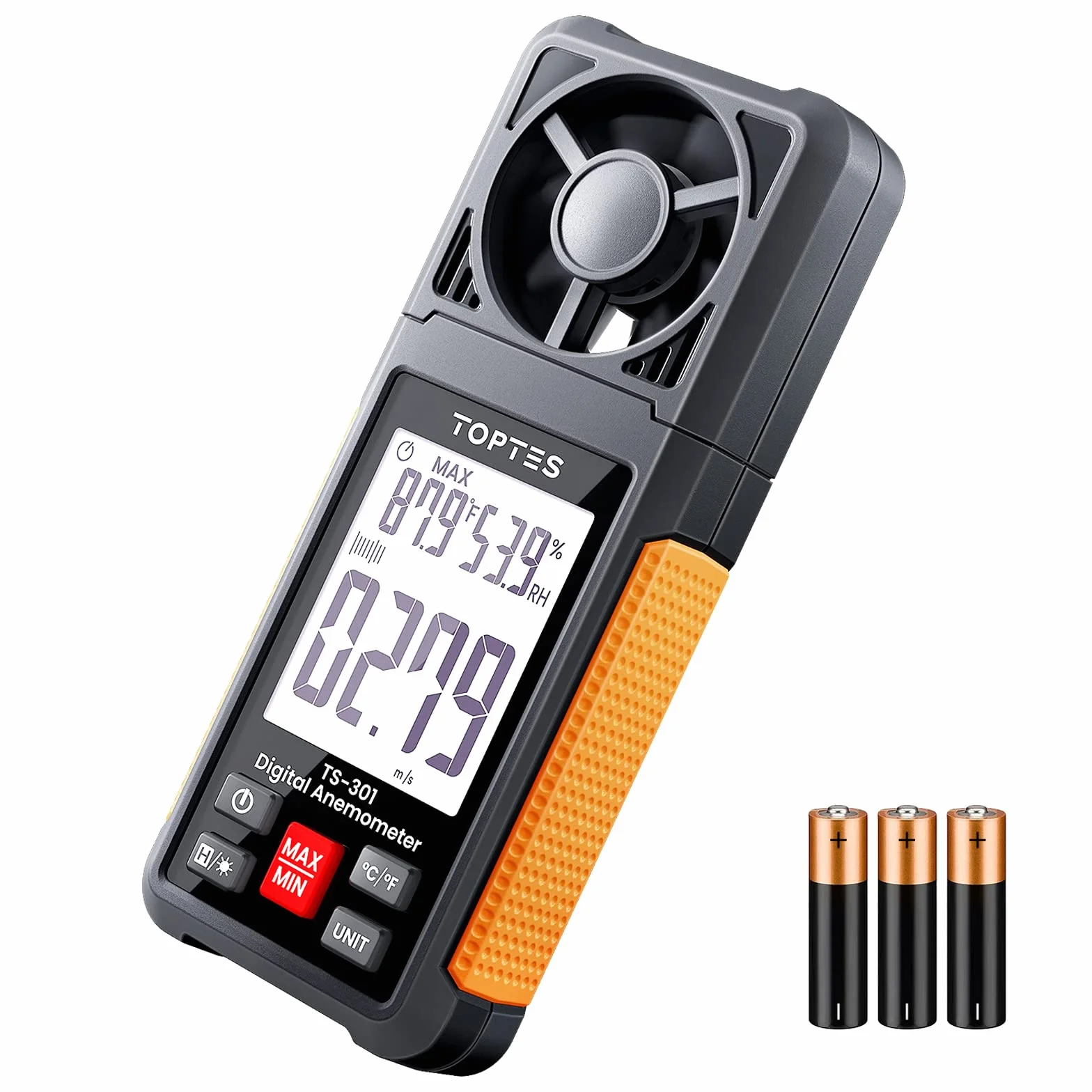 TopTes TS-301 Digitaler Windmesser Anemometer Handheld Wind Speed Meter 2,26-Zoll-LCD-Bildschirm