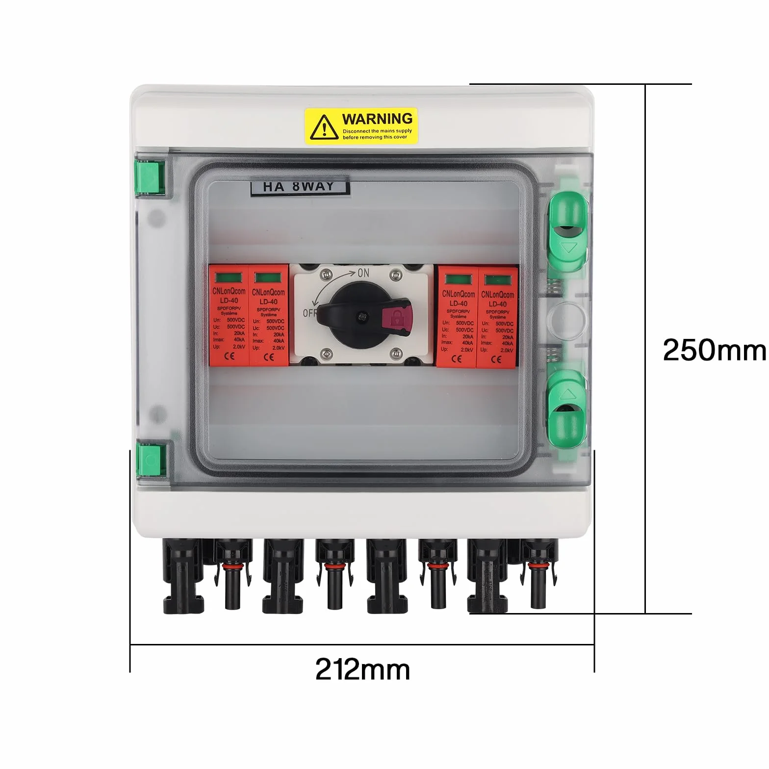 überspannungsschutz pv - 1000V LONQ.X＋SPD Solar Anschlusskasten, Blitzschutz dc trennschalter pv anlage 2 string 2 in 2 out, DC Combiner box Leitungsschutzschalter Solar balkonkraftwerk