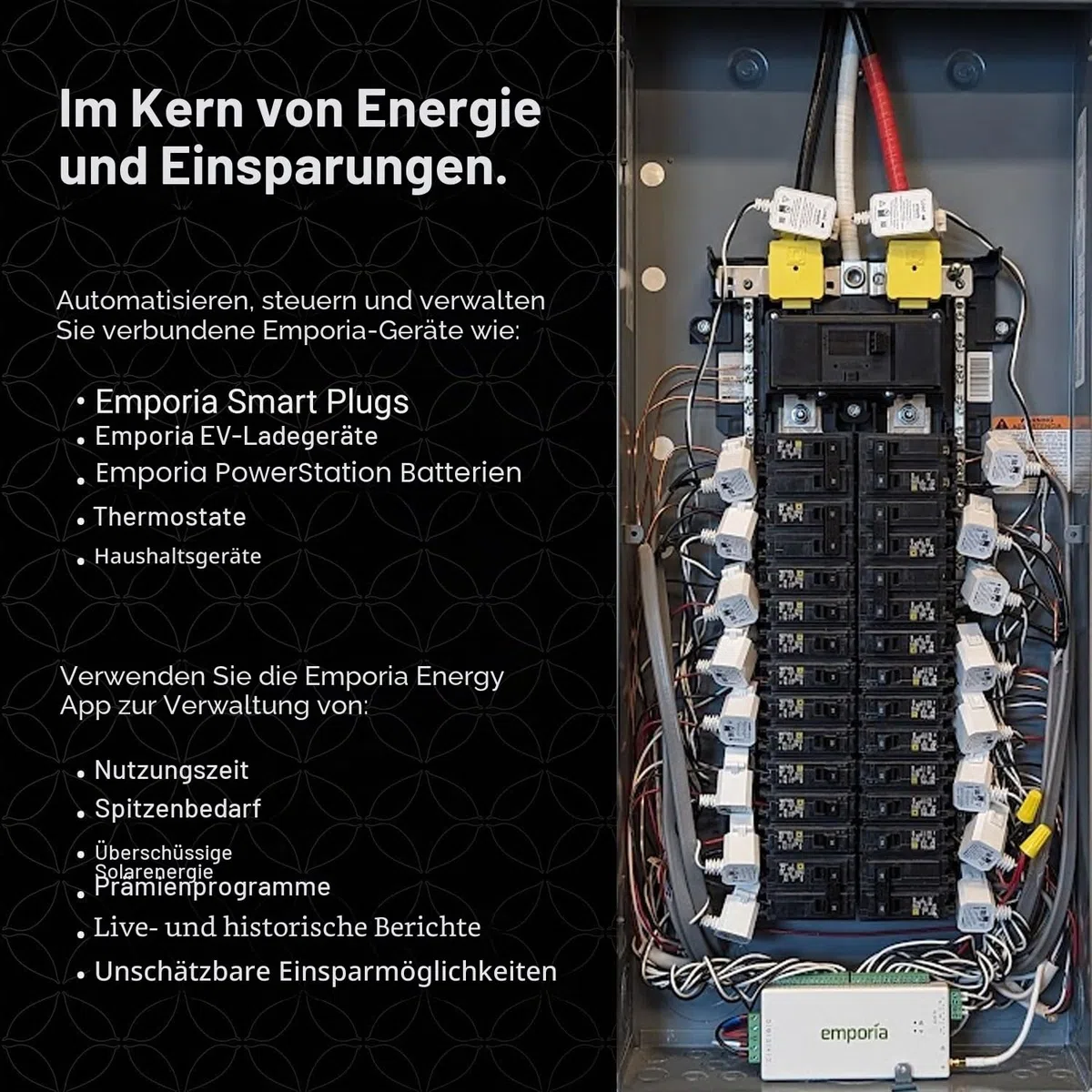 Emporia Vue 3 3-Phasen Smart Home Energy Monitor – Gerät zur Haus- und Gebäudeautomatisierung mit Echtzeit-Stromverbrauchsanzeige, Energiezähler, Solar- und Net-Metering mit 16 Stromkreissensoren