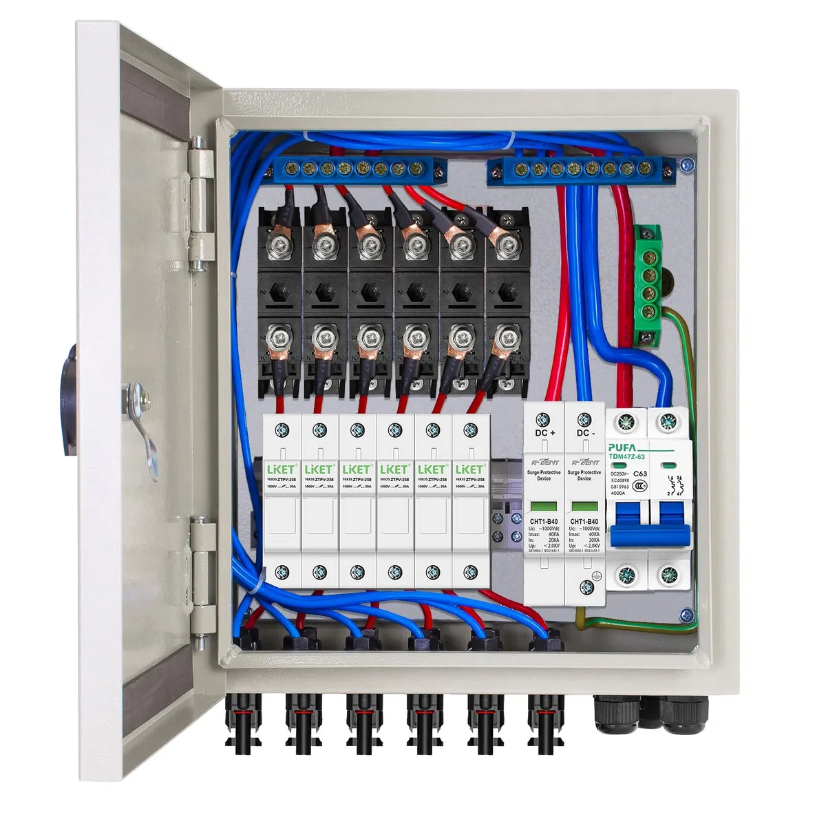 ECO-WORTHY 6-Saitige PV-Kombinationsbox & 63 A Leitungsschutzschalter für Solarpanel-Gitter und Netzunabhängiges Solarstromsystem