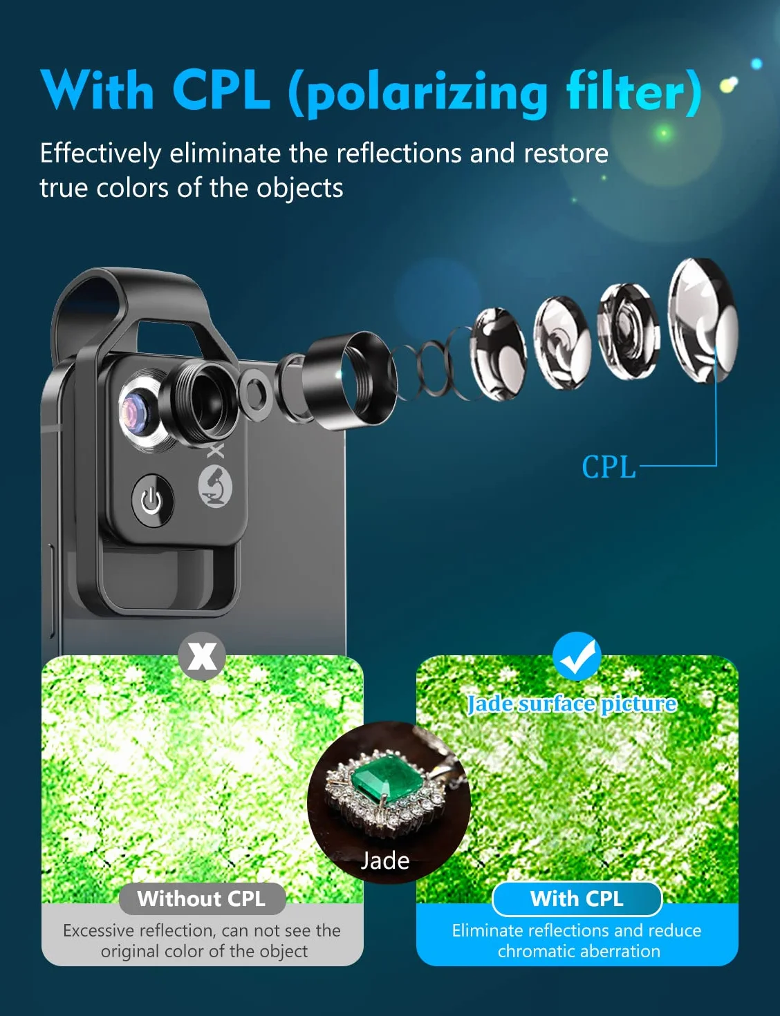 APEXEL 200X Mini-Mikroskop für Smartphone-Kamera, Taschengröße, Schwarz