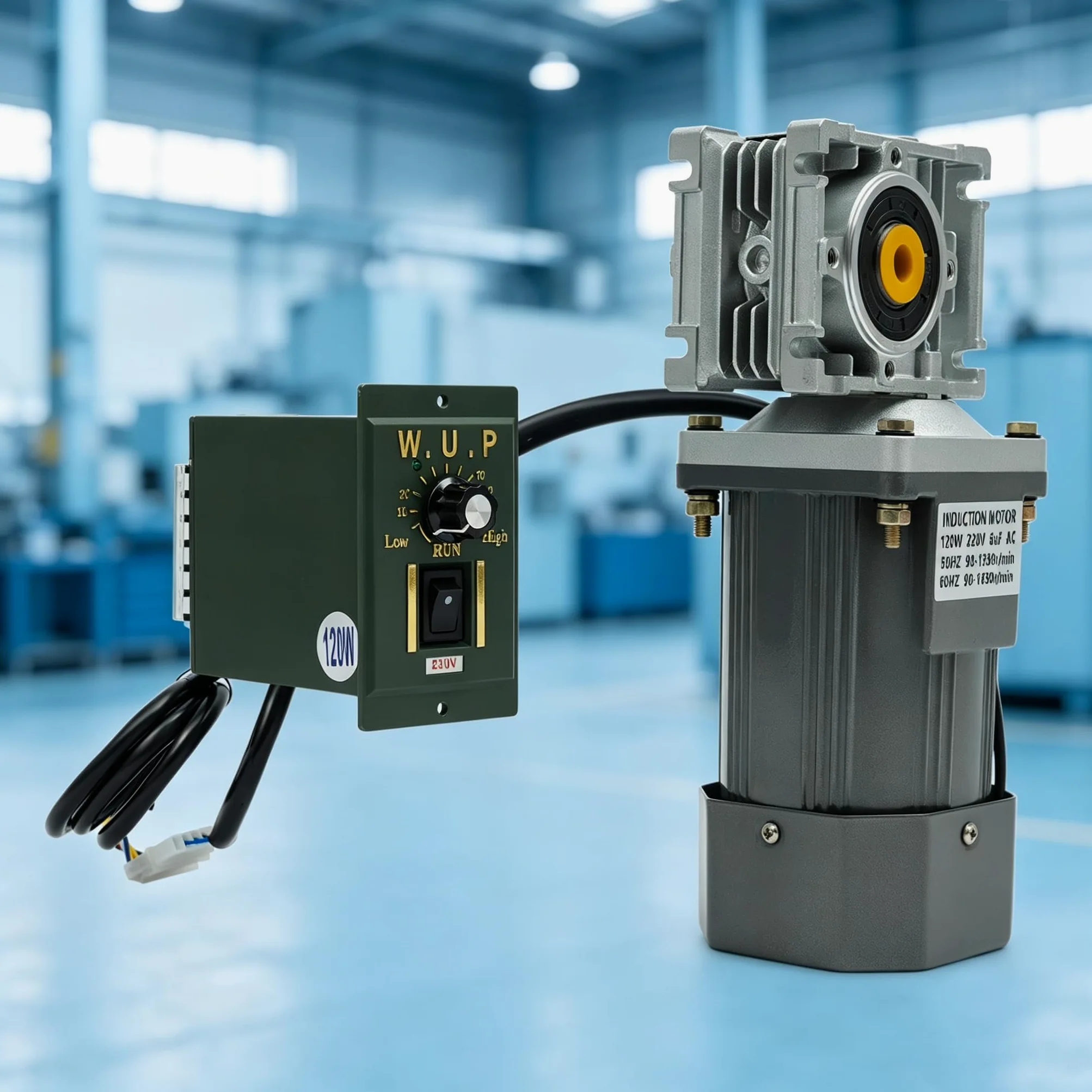 Elektrisches Schneckengetriebe Motor 220V 120W mit Regler Einstellbare Drehzahl Doppelkugellager Reversing-Funktion