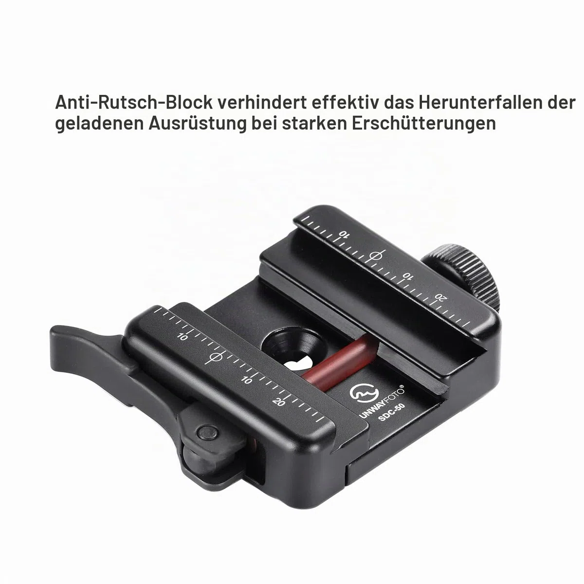 SUNWAYFOTO SDC-50 Arca Swiss Schnellspannklemme für Gewehr mit Picatinny-Adapter, 50 mm