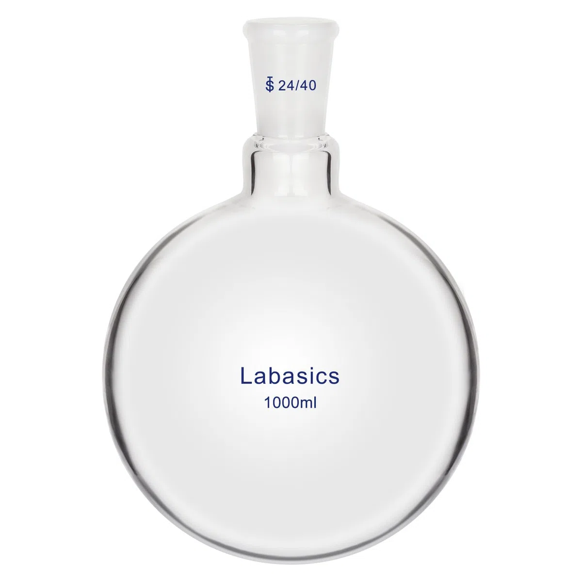 Labasics Glas-Rundkolben, Borosilikatglas, Dickwandiger Kurzhals-Rundkolben Einhals mit Einem 24/40 Normschliff-Außenkern, 1000 ml