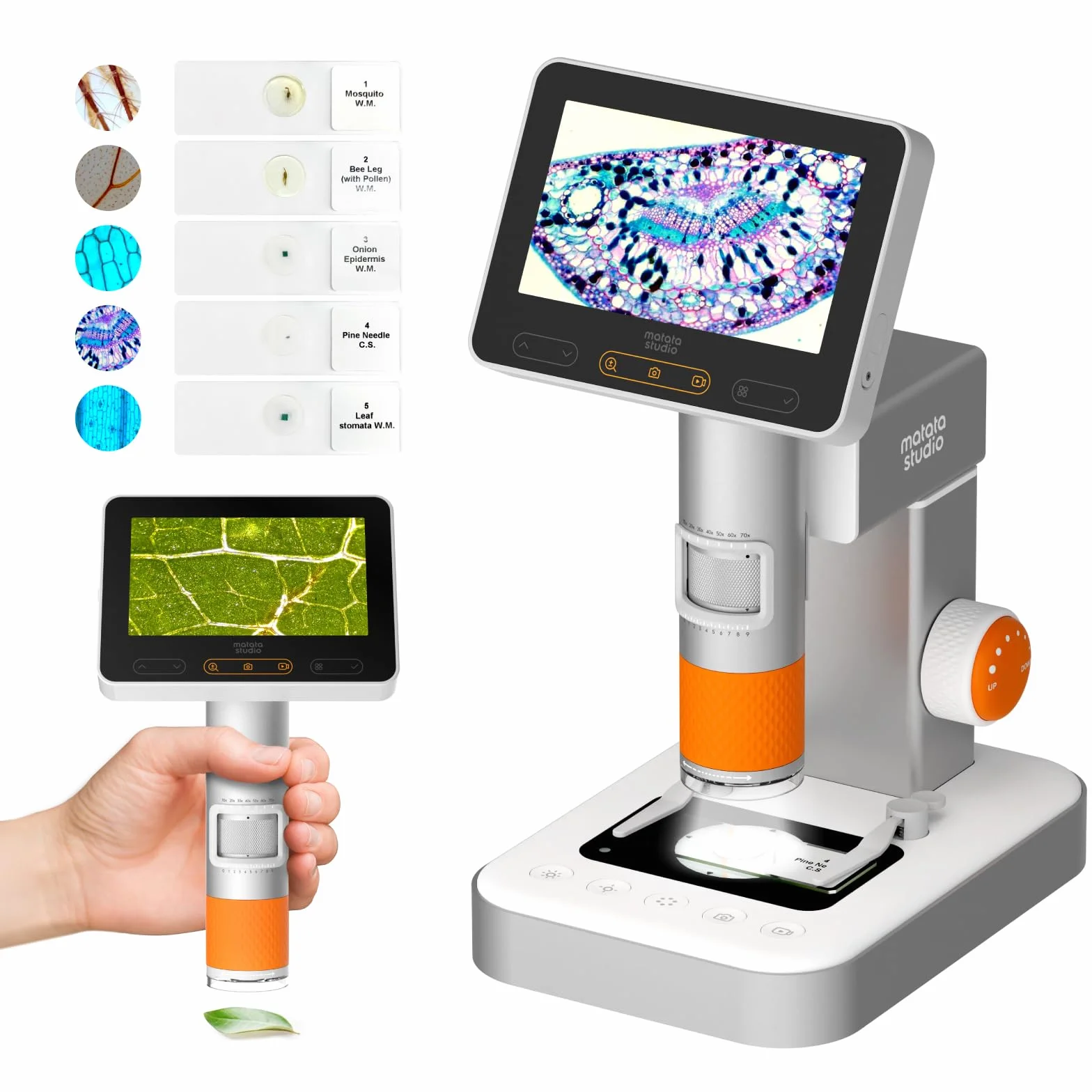MatataStudio MX2-AS 4,3" Digitales Mikroskop 2-in-1 1600x 1080P HD WiFi USB Tragbares Handmikroskop